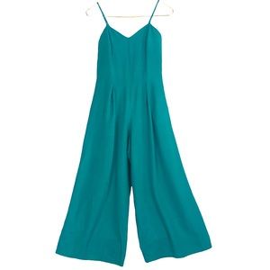 VINTAGE 90s Rampage Green Teal Wide Leg Cropped Culottes Jumpsuit